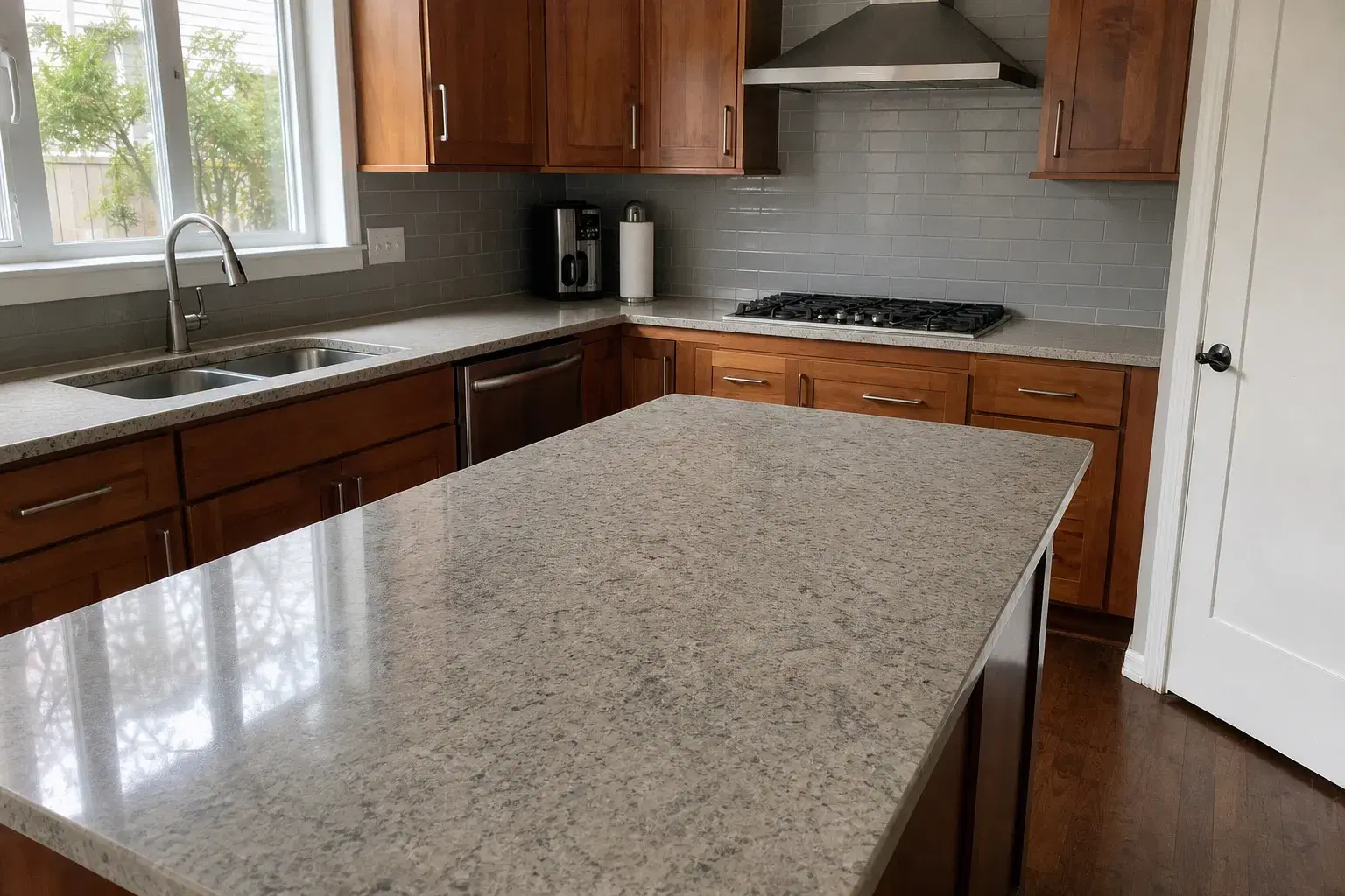 The same family kitchen clean, dry, uncluttered, and ready to use